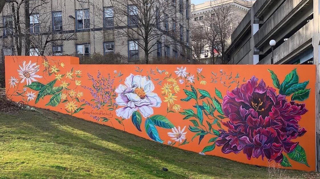 Outdoor floral mural
