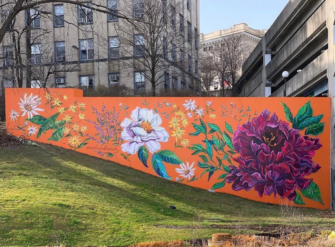 Outdoor floral mural